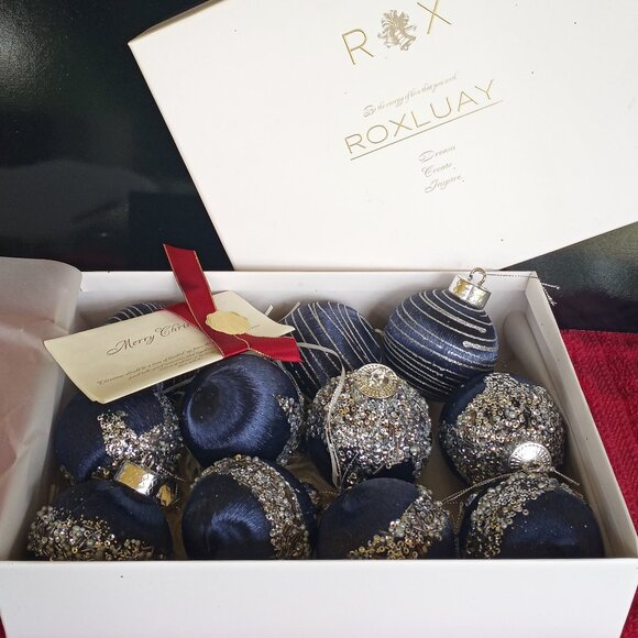 Lux Christmas balls - blue satin   *** - Picture 1 of 13